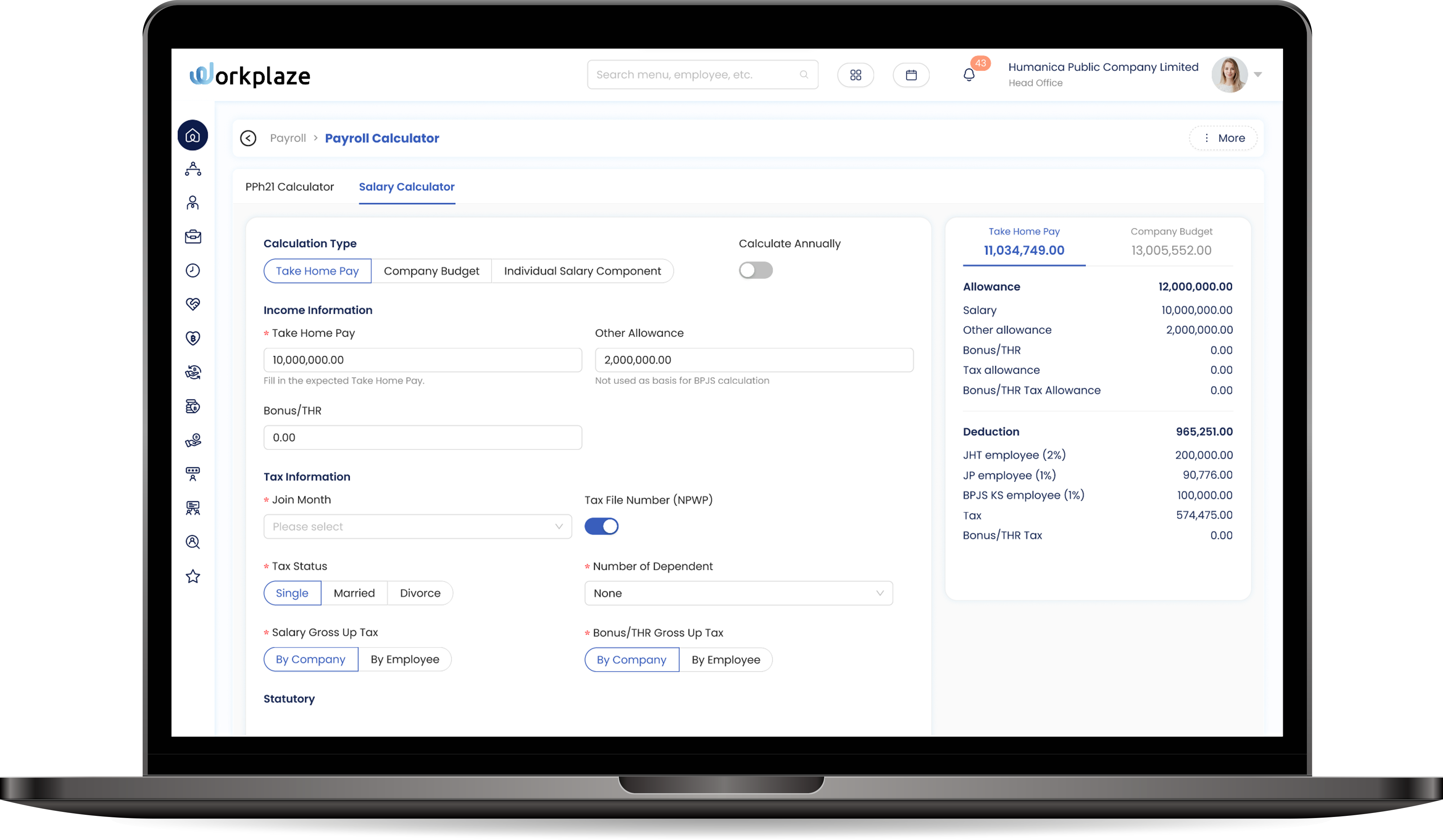 A business man using Workplaze HR Core