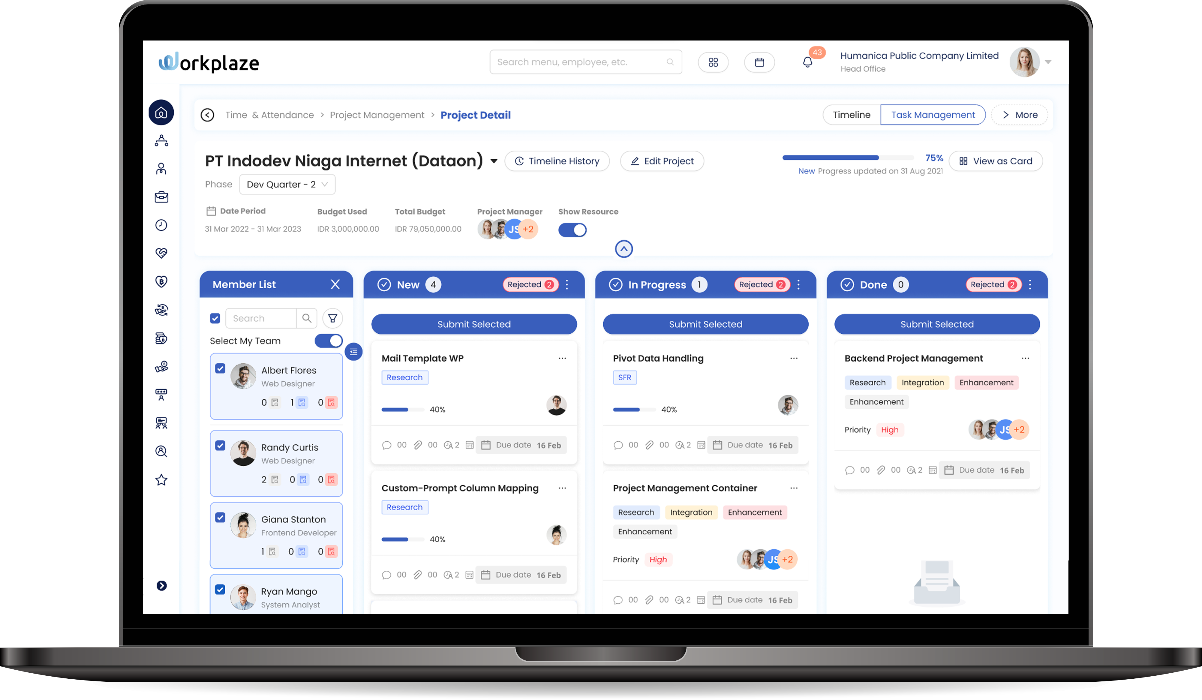 A business man using Workplaze HR Core